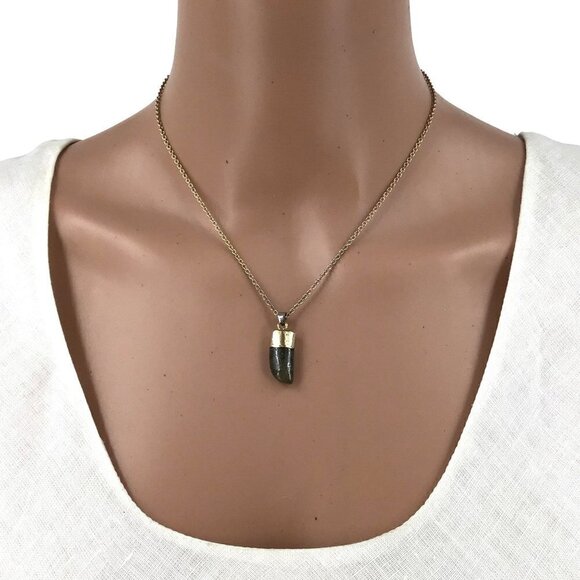 Loren Olivia Necklace Horn Pendant 14K Dipped Adjustable Length - Picture 2 of 3